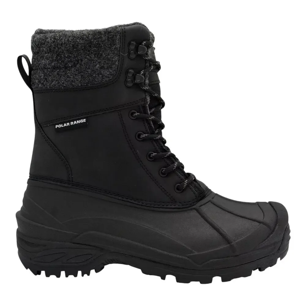 POLAR RANGE Men's Tasco Waterproof Cold Weather Snow Boot Black Size 10